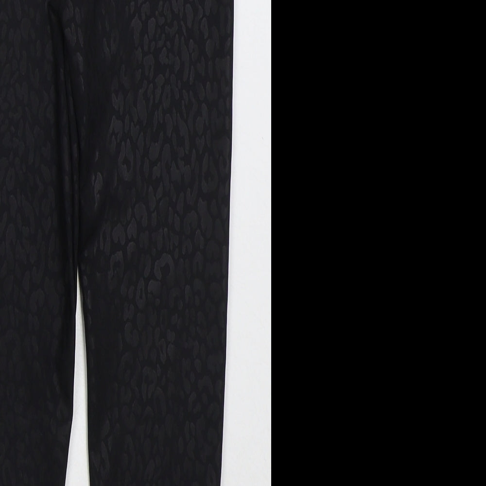 George Girls Black Animal Print Polyester Carrot Trousers Size 8-9 Years  Regular