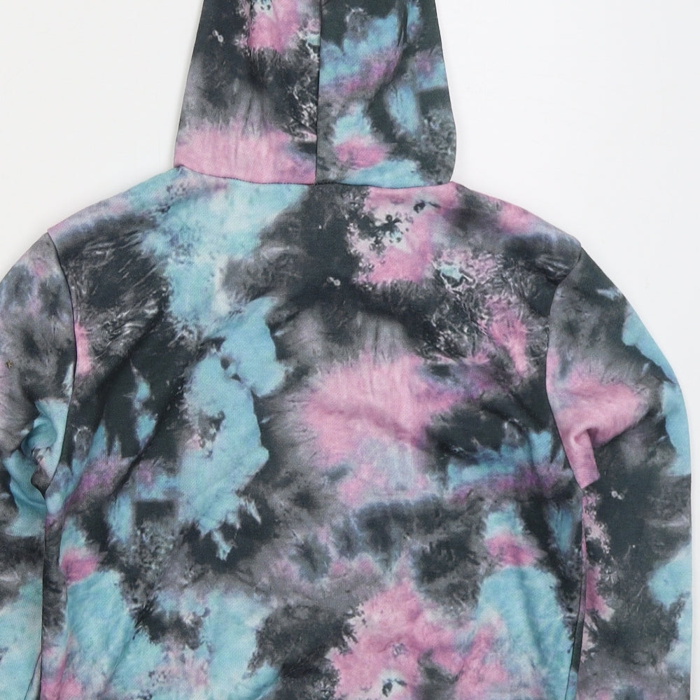 SheIn Girls Grey  Polyester Pullover Hoodie Size 11-12 Years  Pullover - Heart Blue Pink Abstract