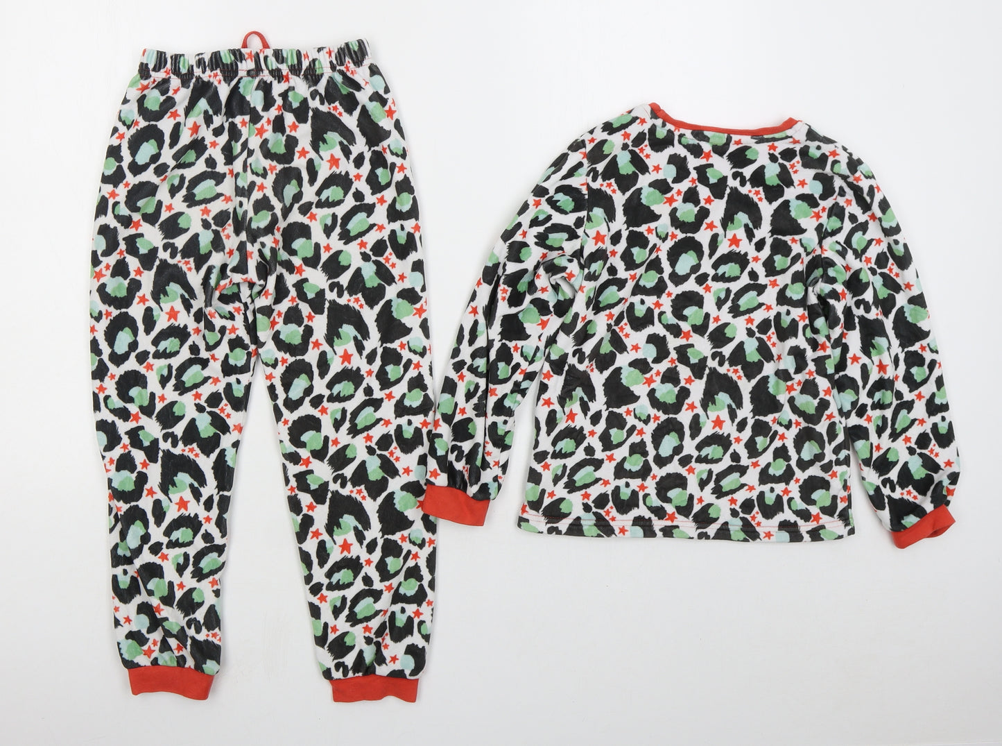 Eleanor Bower Girls White Animal Print Polyester Top Pyjama Set Size 6-7 Years  Pullover