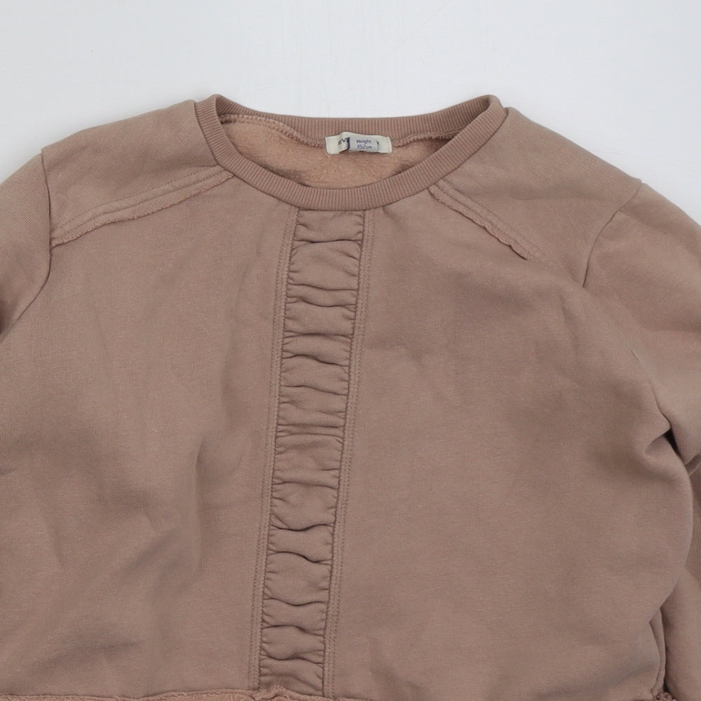River Island Girls Pink  Cotton Pullover Sweatshirt Size 11-12 Years  Pullover