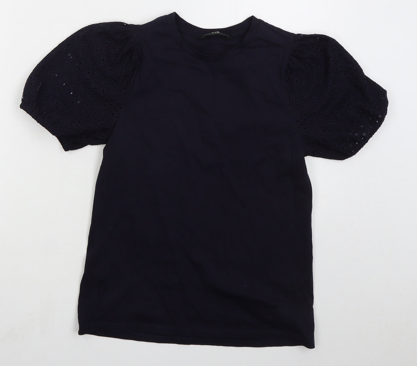 F&F Womens Blue  Cotton Basic T-Shirt Size 6 Crew Neck