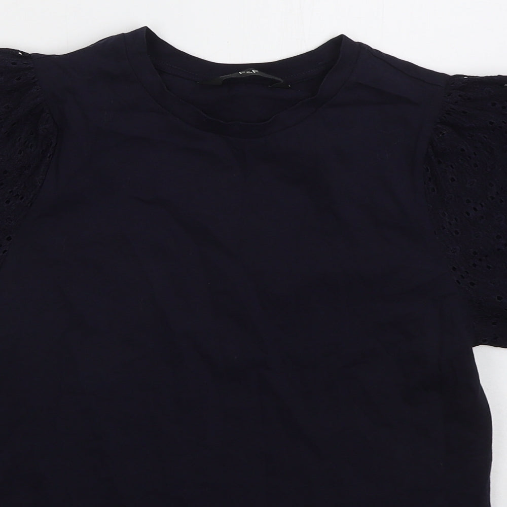 F&F Womens Blue  Cotton Basic T-Shirt Size 6 Crew Neck