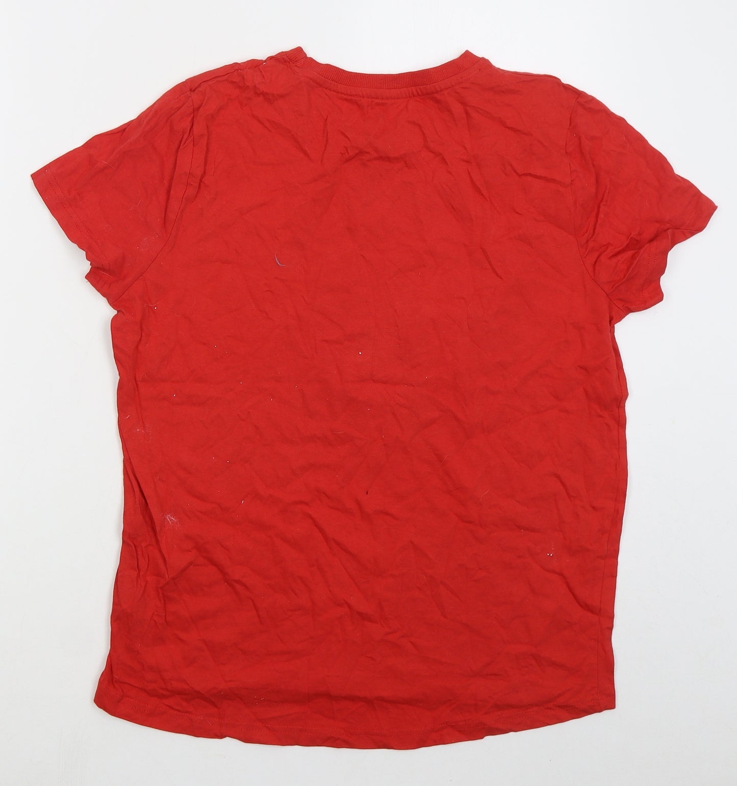 Primark Womens Red  Cotton Basic T-Shirt Size 12 Crew Neck - Tom & Jerry