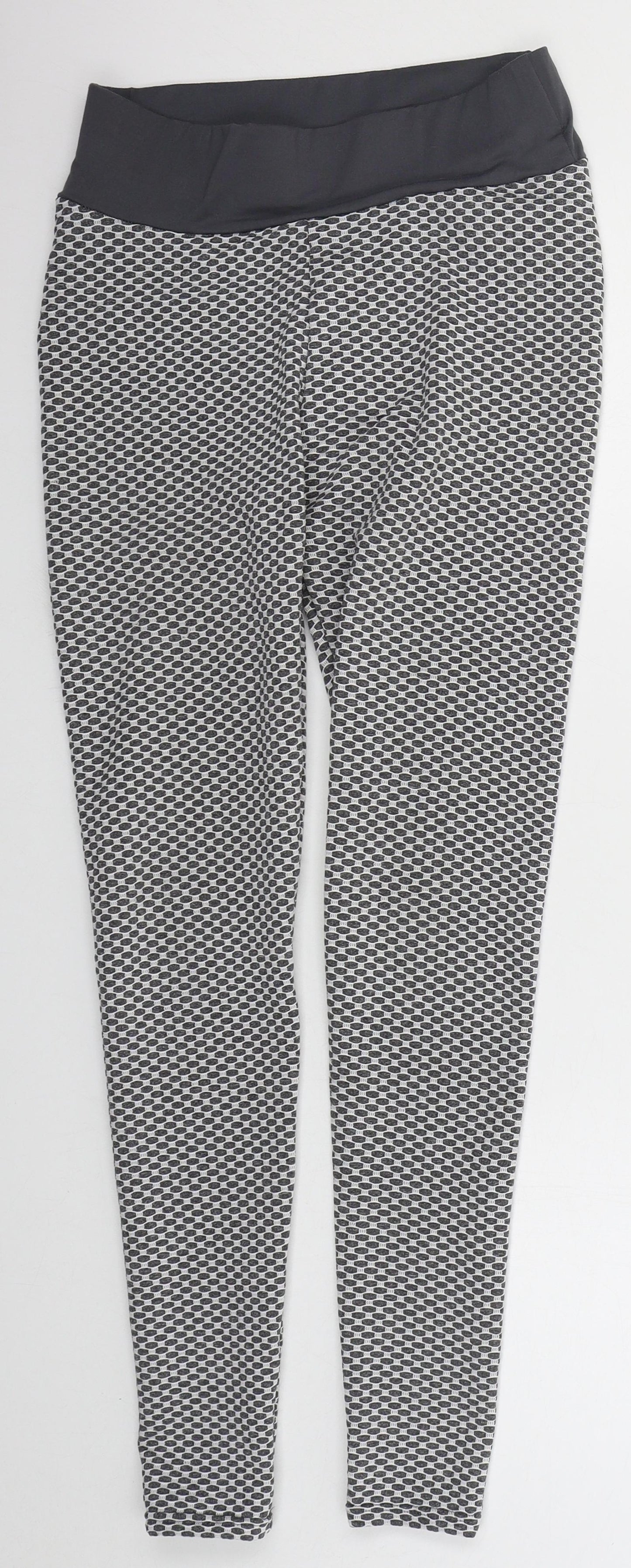Preworn Womens Grey Geometric Polyester Capri Leggings Size M L27 in Regular