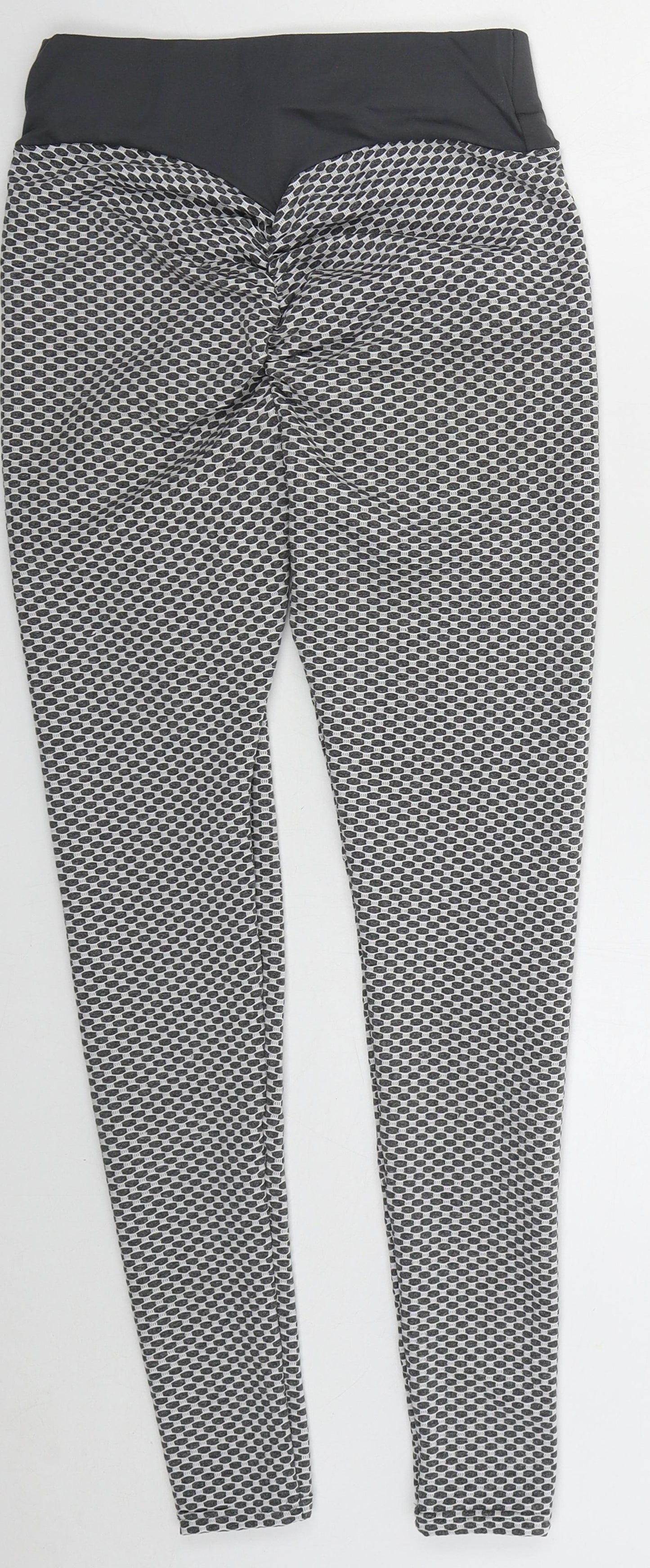 Preworn Womens Grey Geometric Polyester Capri Leggings Size M L27 in Regular