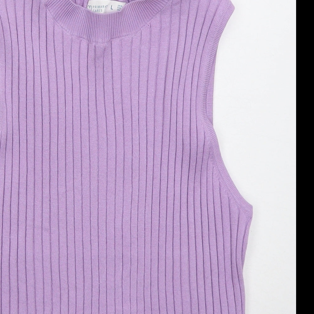 Primark Womens Purple Crew Neck  Viscose Vest Jumper Size 14