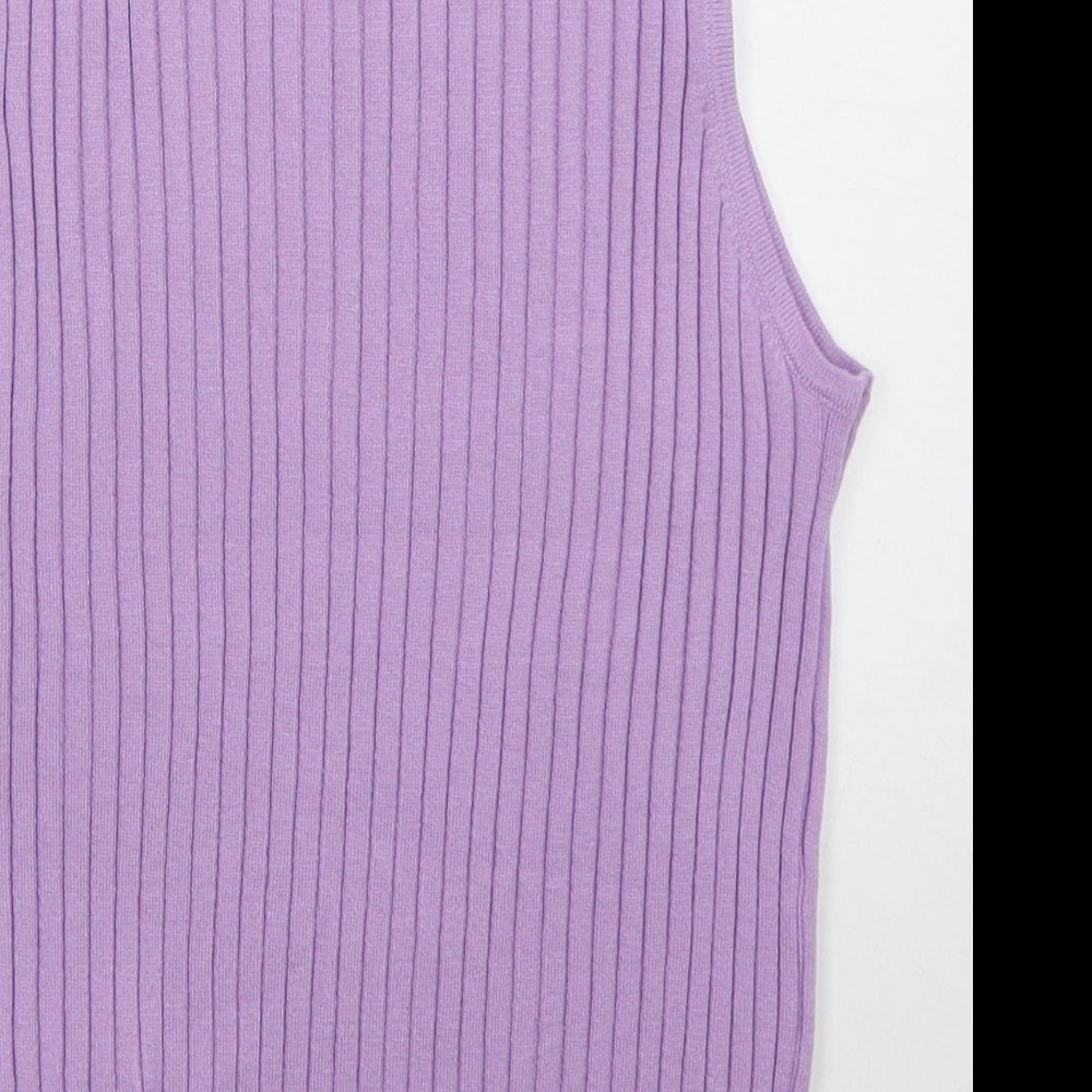 Primark Womens Purple Crew Neck  Viscose Vest Jumper Size 14