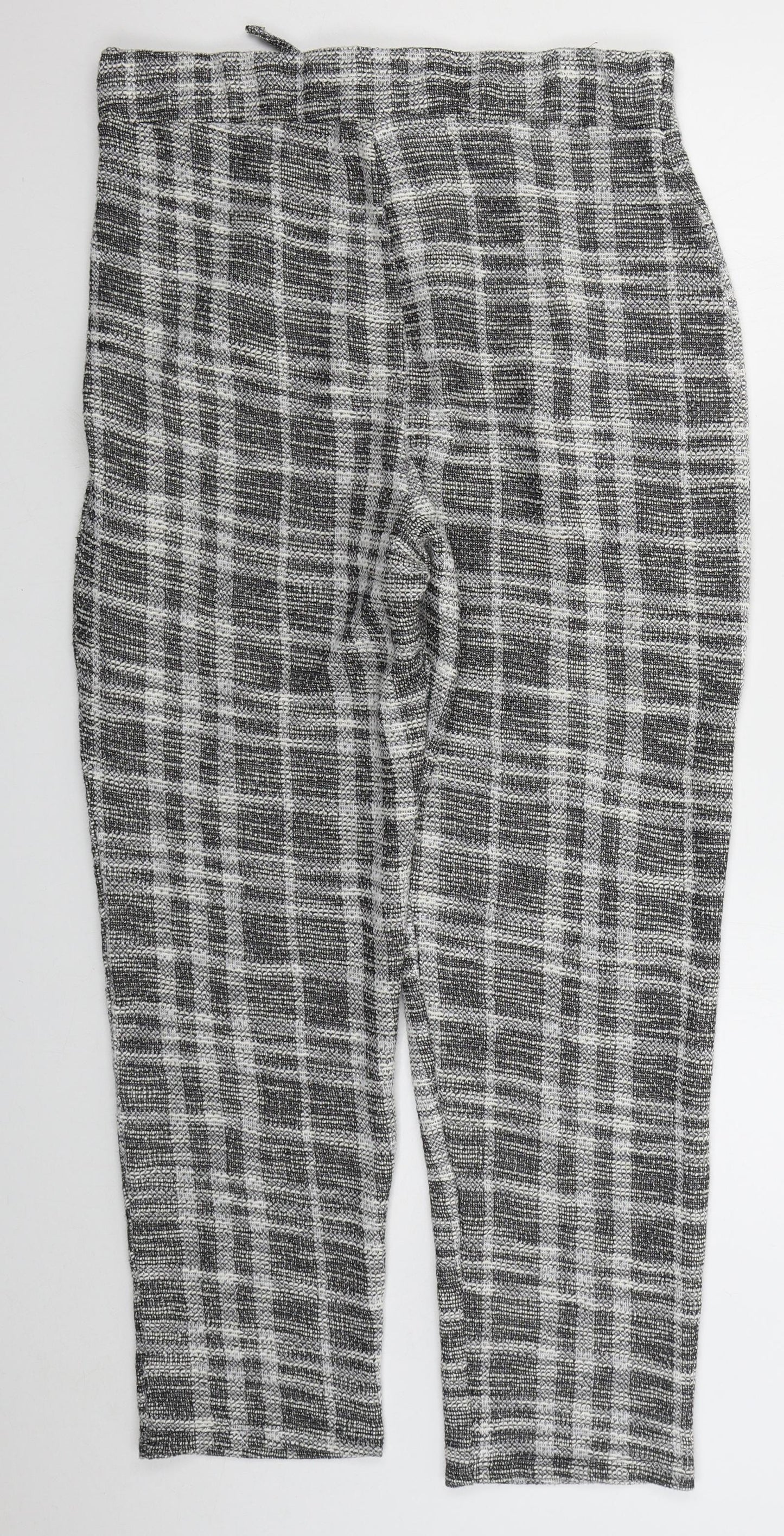 George Womens Grey Check Polyester Trousers  Size 16 L27 in Regular Drawstring
