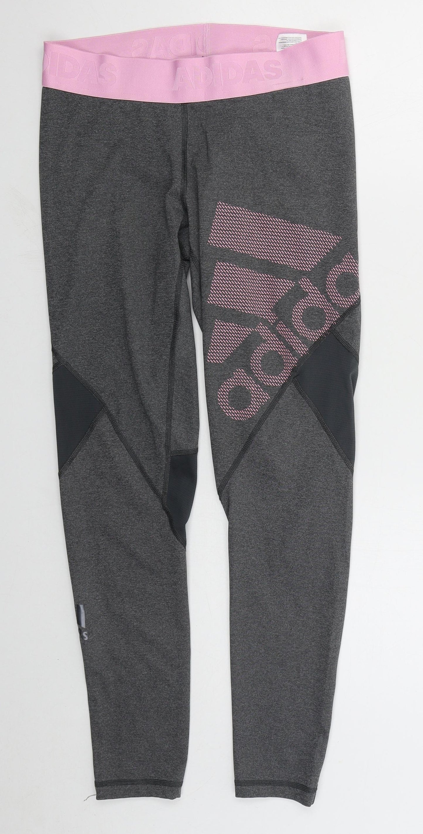 adidas Womens Grey  Polyester Capri Leggings Size 12 L27 in Regular