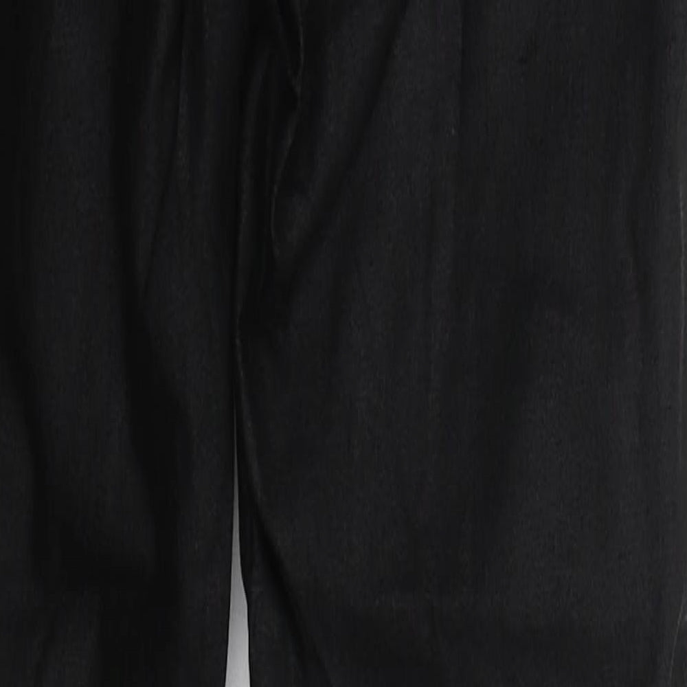 Marks and Spencer Womens Black  Viscose Trousers  Size 10 L32 in Regular Button