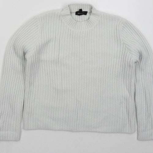 New Look Womens White Crew Neck  Nylon Pullover Jumper Size 10