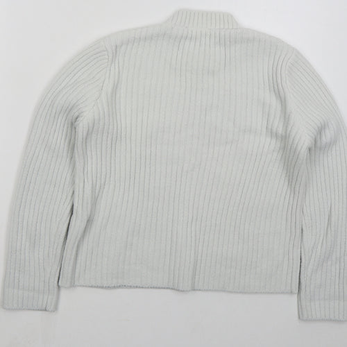 New Look Womens White Crew Neck  Nylon Pullover Jumper Size 10