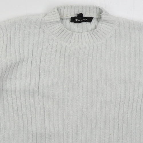 New Look Womens White Crew Neck  Nylon Pullover Jumper Size 10