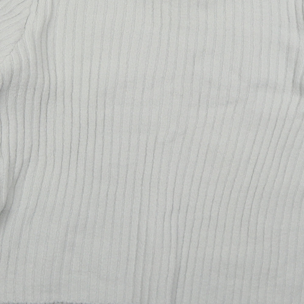 New Look Womens White Crew Neck  Nylon Pullover Jumper Size 10