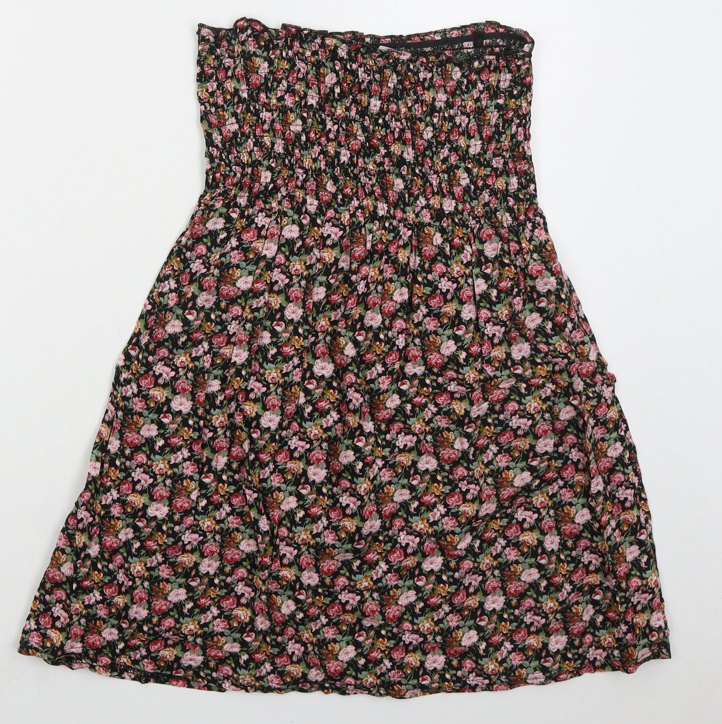 Angelic Womens Pink Floral Viscose Basic Tank Size S Off the Shoulder