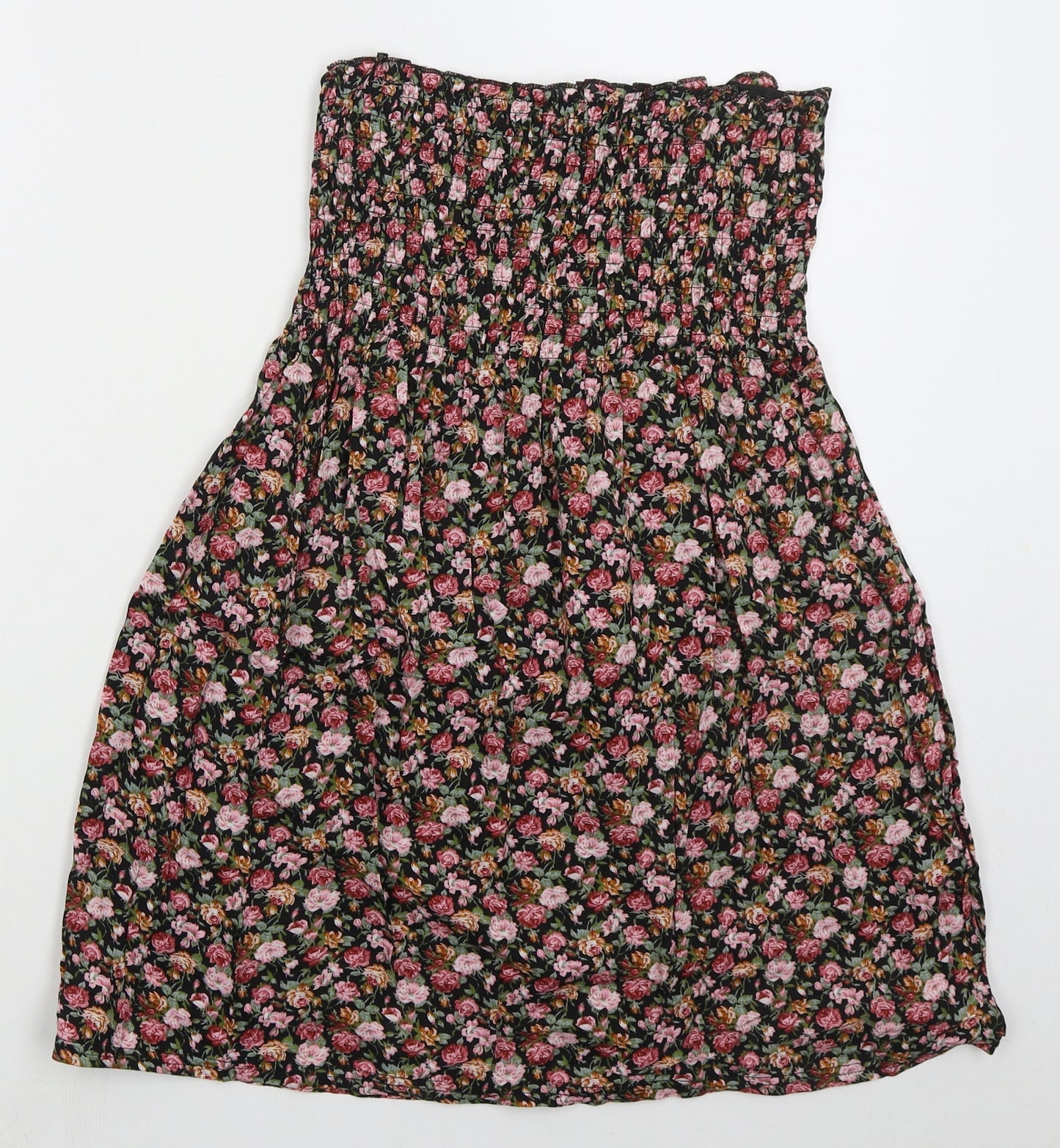 Angelic Womens Pink Floral Viscose Basic Tank Size S Off the Shoulder