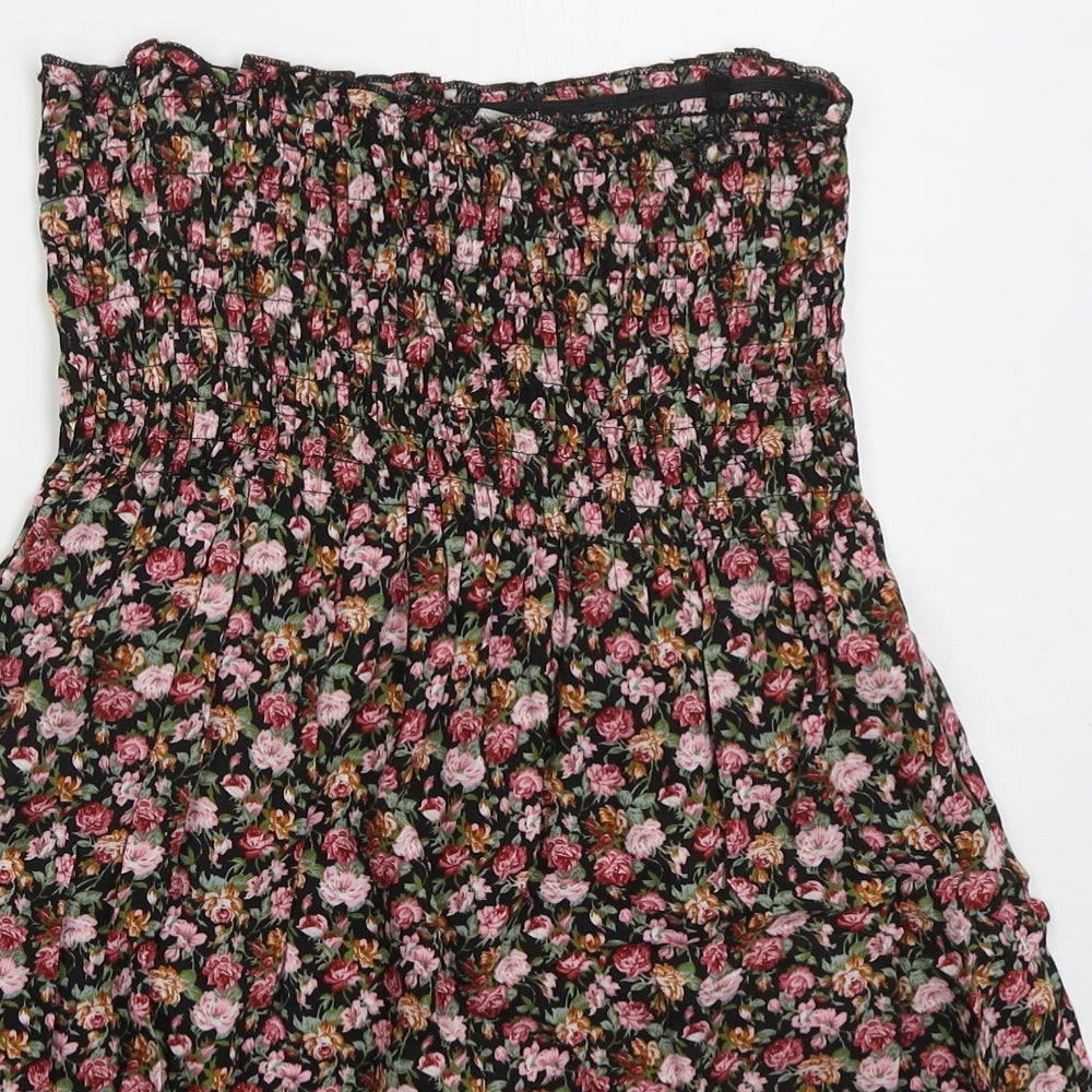 Angelic Womens Pink Floral Viscose Basic Tank Size S Off the Shoulder