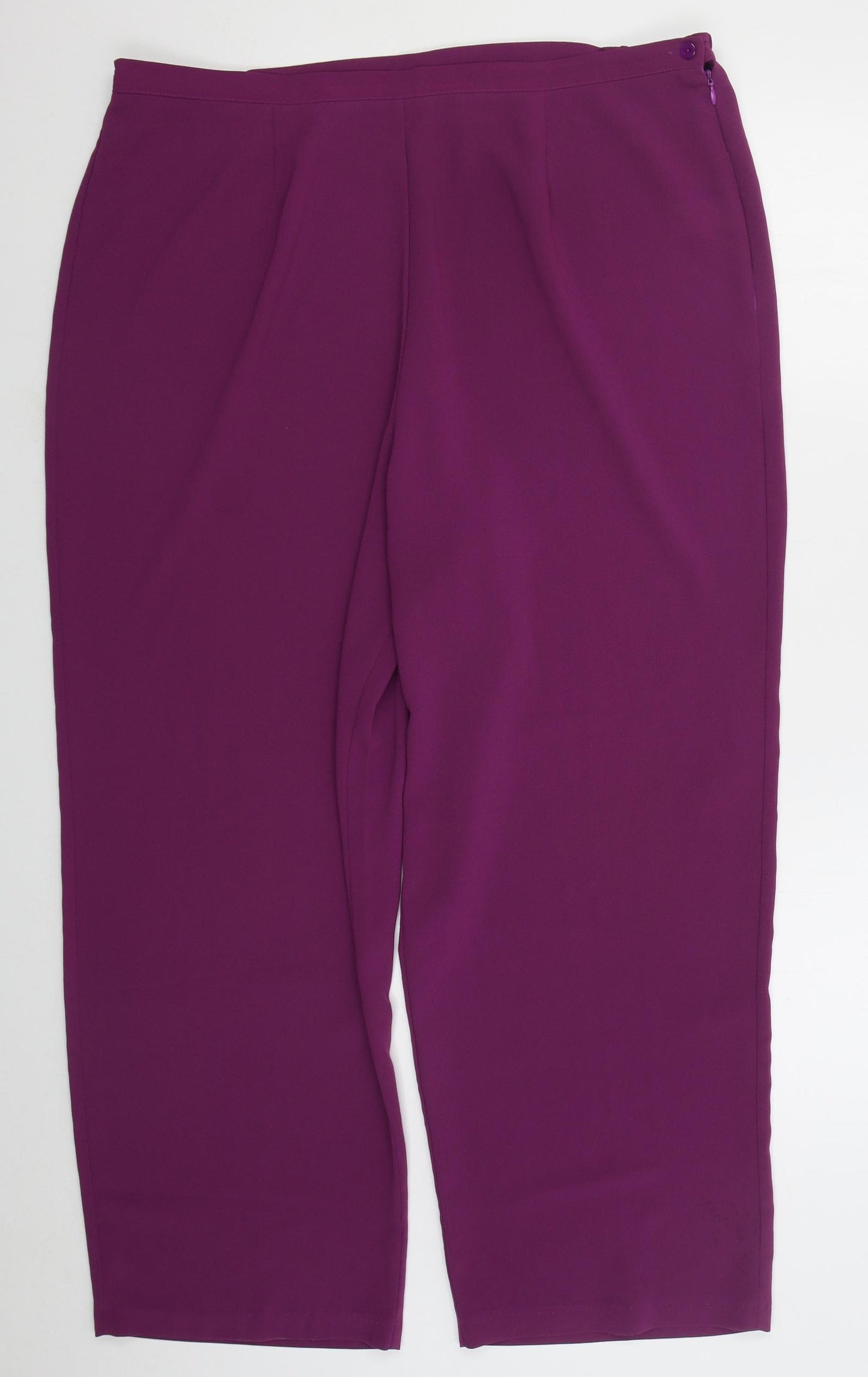Bonmarché Womens Purple  Polyester Trousers  Size 22 L27 in Regular Zip