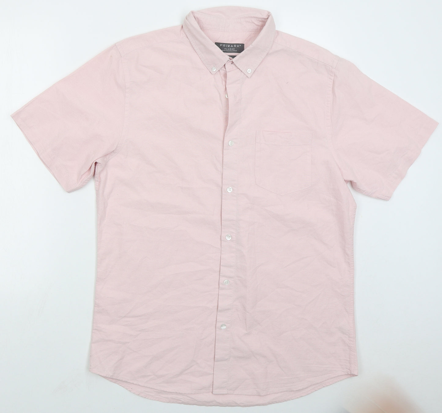 Primark Mens Pink  Cotton  Button-Up Size XL Collared Button