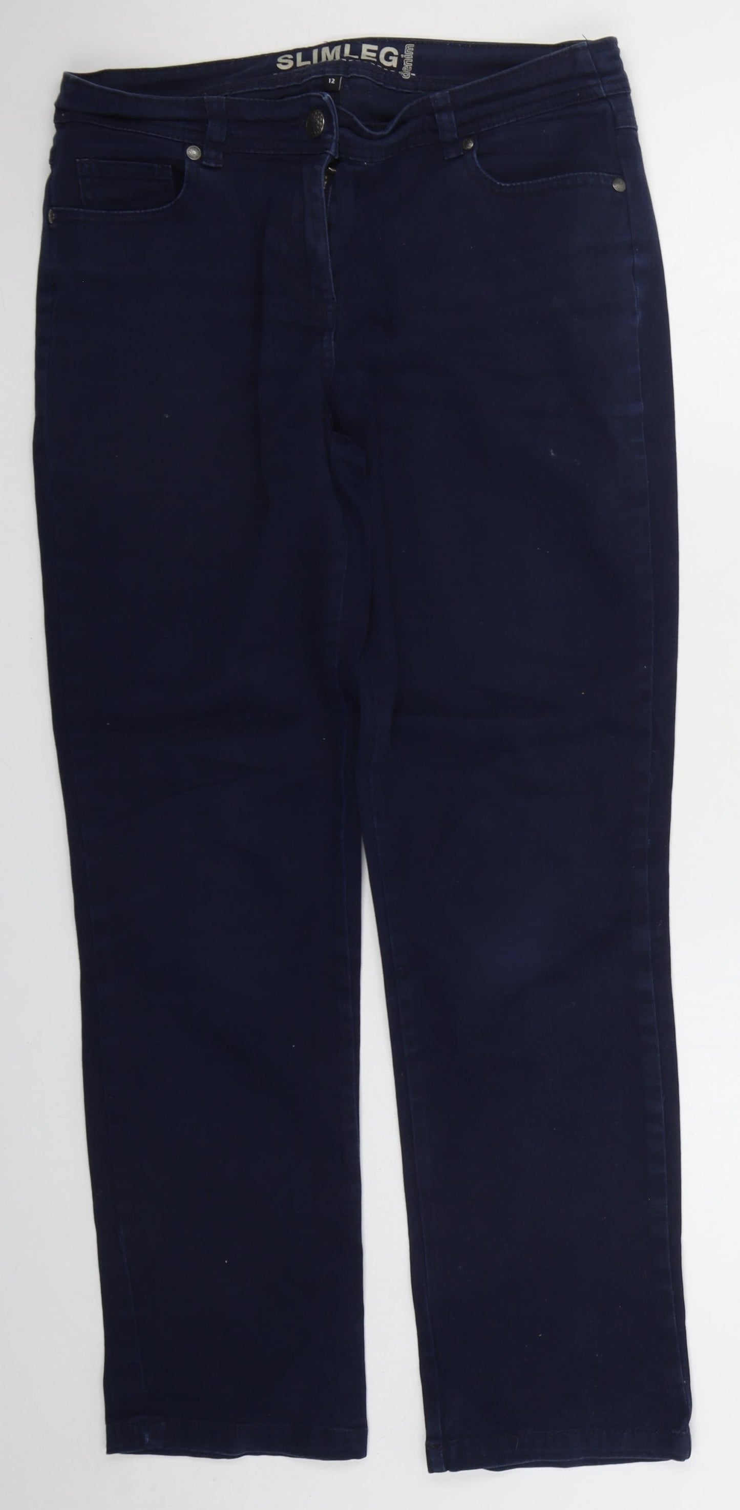 Debenhams Womens Blue  Cotton Straight Jeans Size 12 L29 in Slim Button