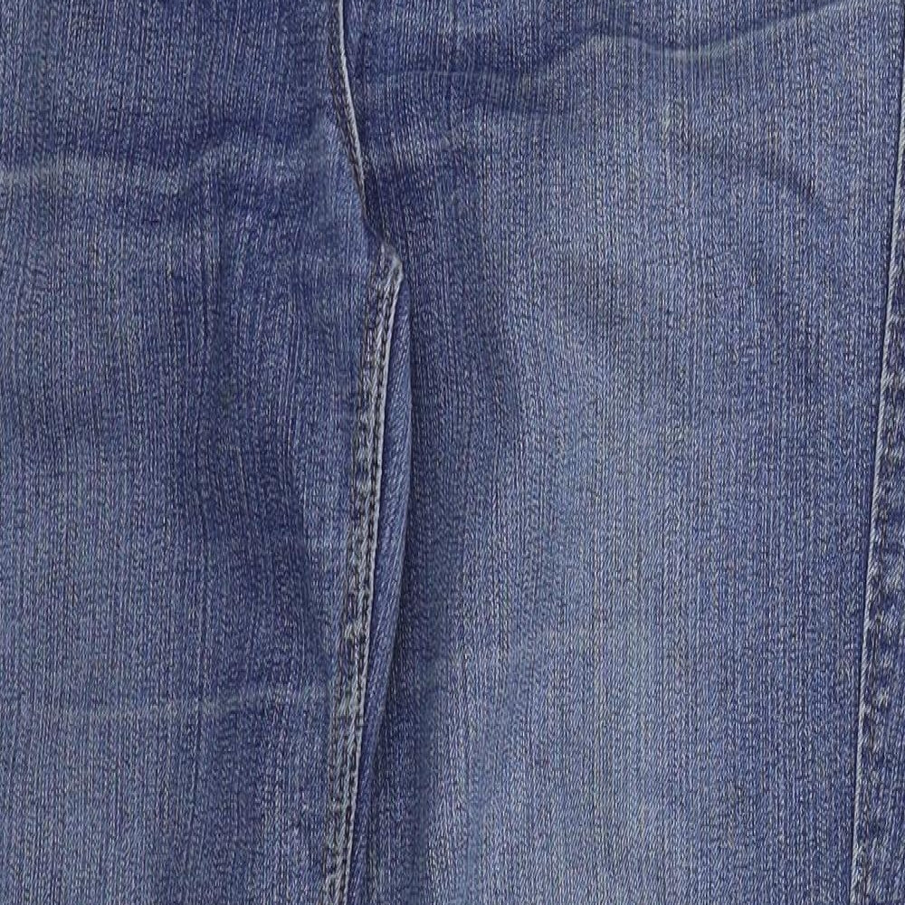 M&Co Womens Blue  Cotton Bootcut Jeans Size 12 L30 in Regular Button