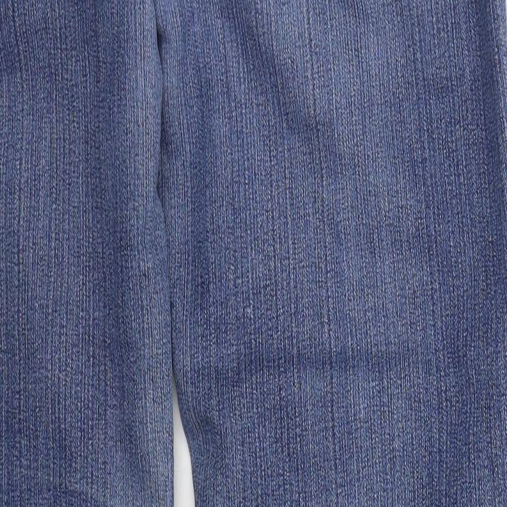 M&Co Womens Blue  Cotton Bootcut Jeans Size 12 L30 in Regular Button