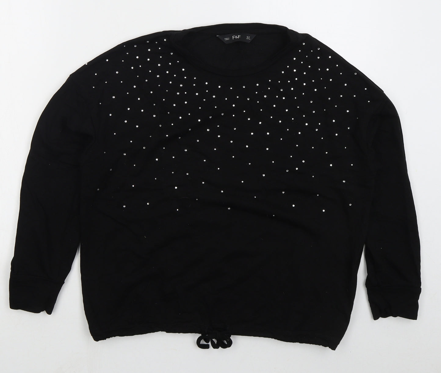 F&F Womens Black  Viscose Pullover Sweatshirt Size 12  Pullover