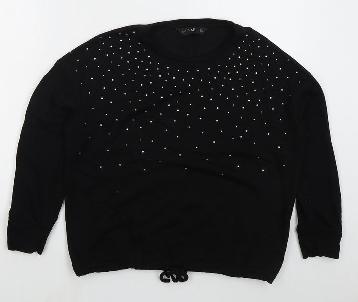 F&F Womens Black  Viscose Pullover Sweatshirt Size 12  Pullover