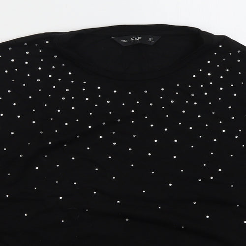 F&F Womens Black  Viscose Pullover Sweatshirt Size 12  Pullover