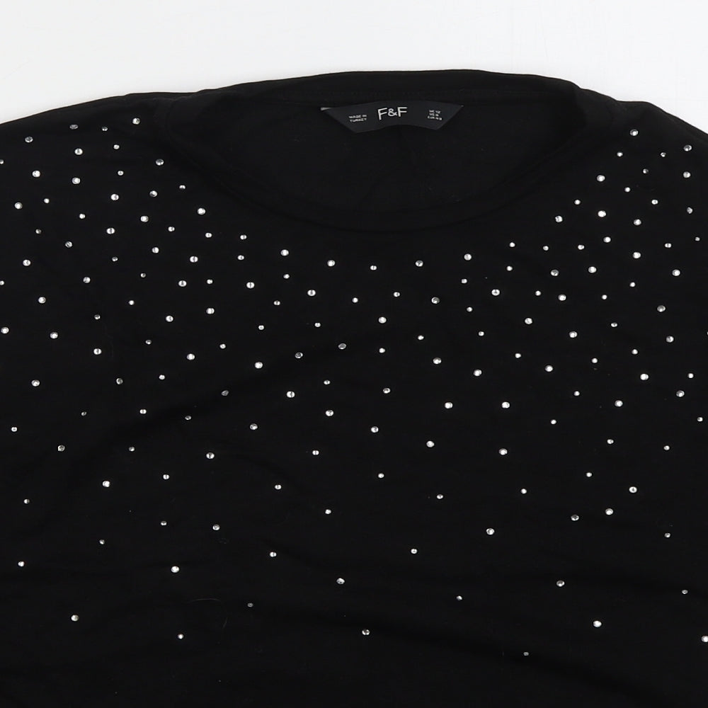 F&F Womens Black  Viscose Pullover Sweatshirt Size 12  Pullover
