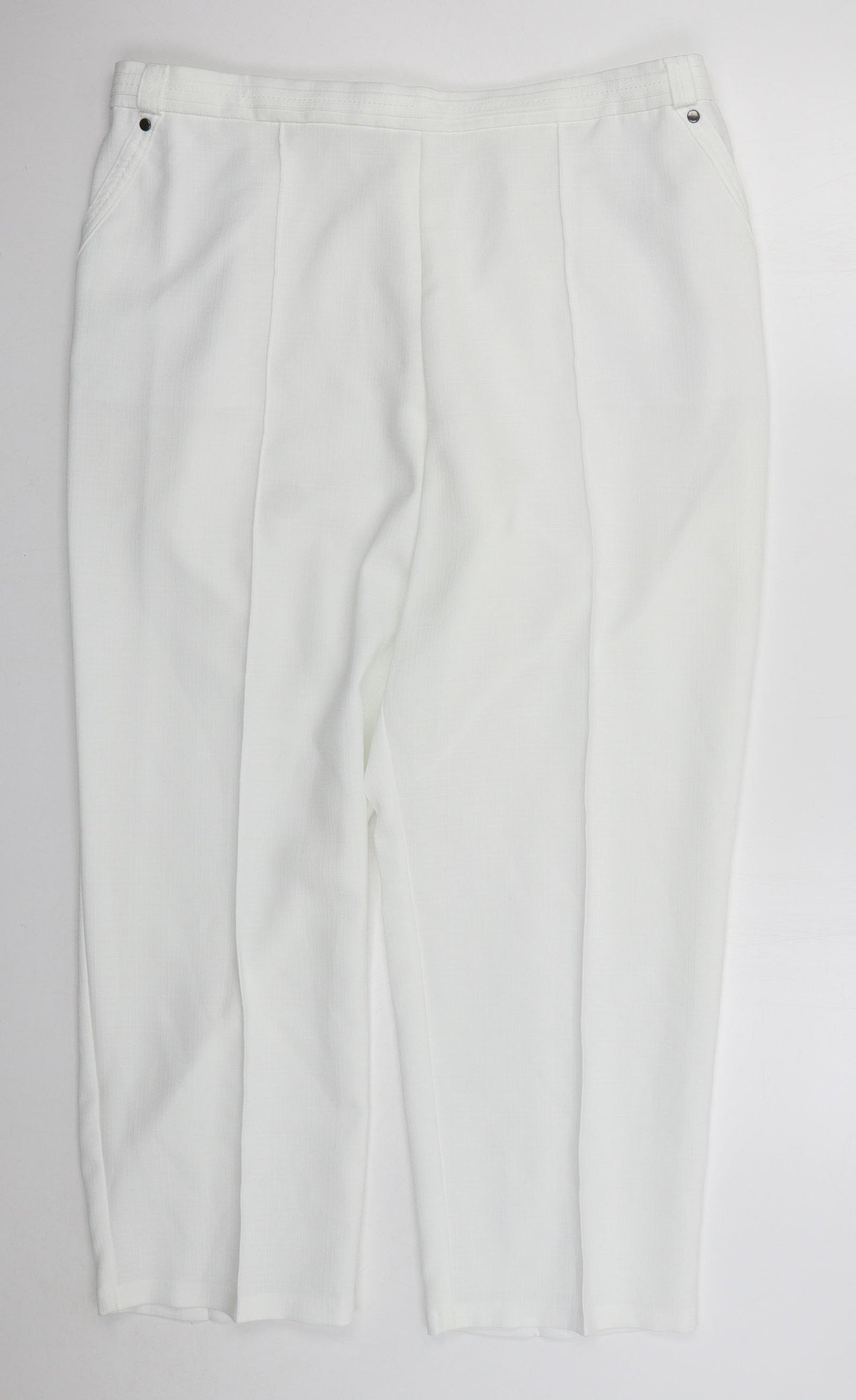 Marks and Spencer Womens White  Polyester Trousers  Size 18 L26 in Regular