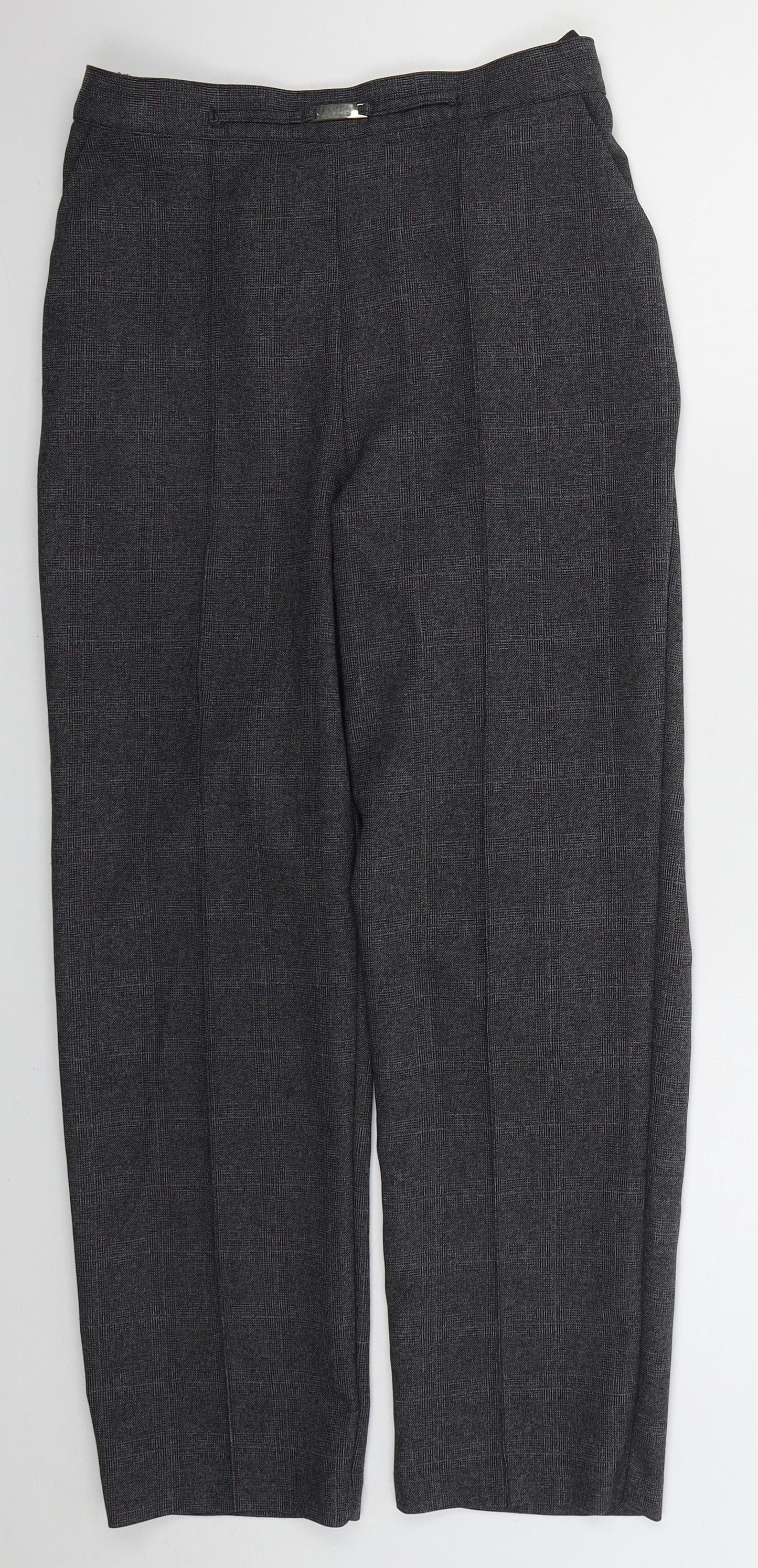 Papaya Womens Grey Check Polyester Trousers  Size 8 L27 in Regular