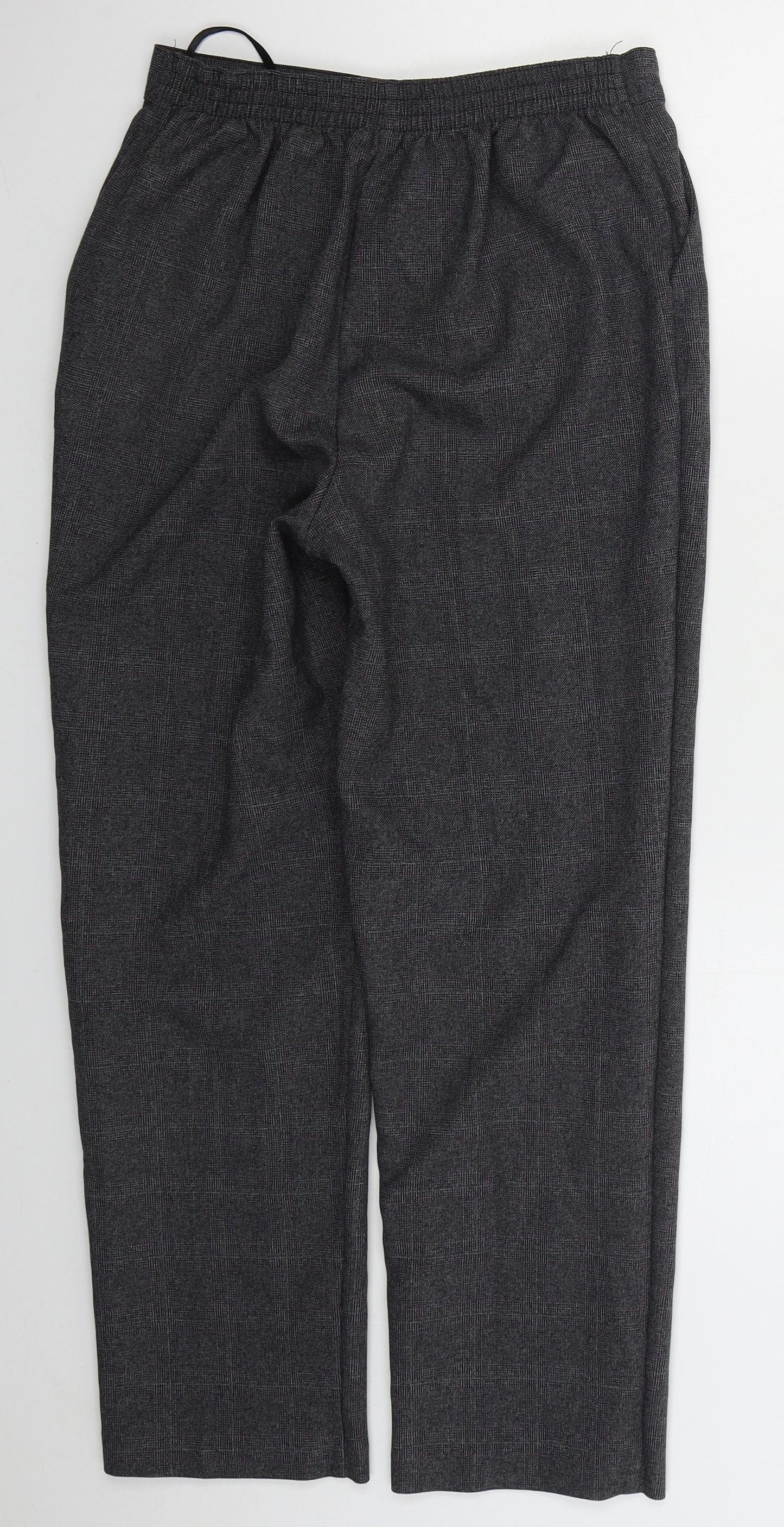 Papaya Womens Grey Check Polyester Trousers  Size 8 L27 in Regular