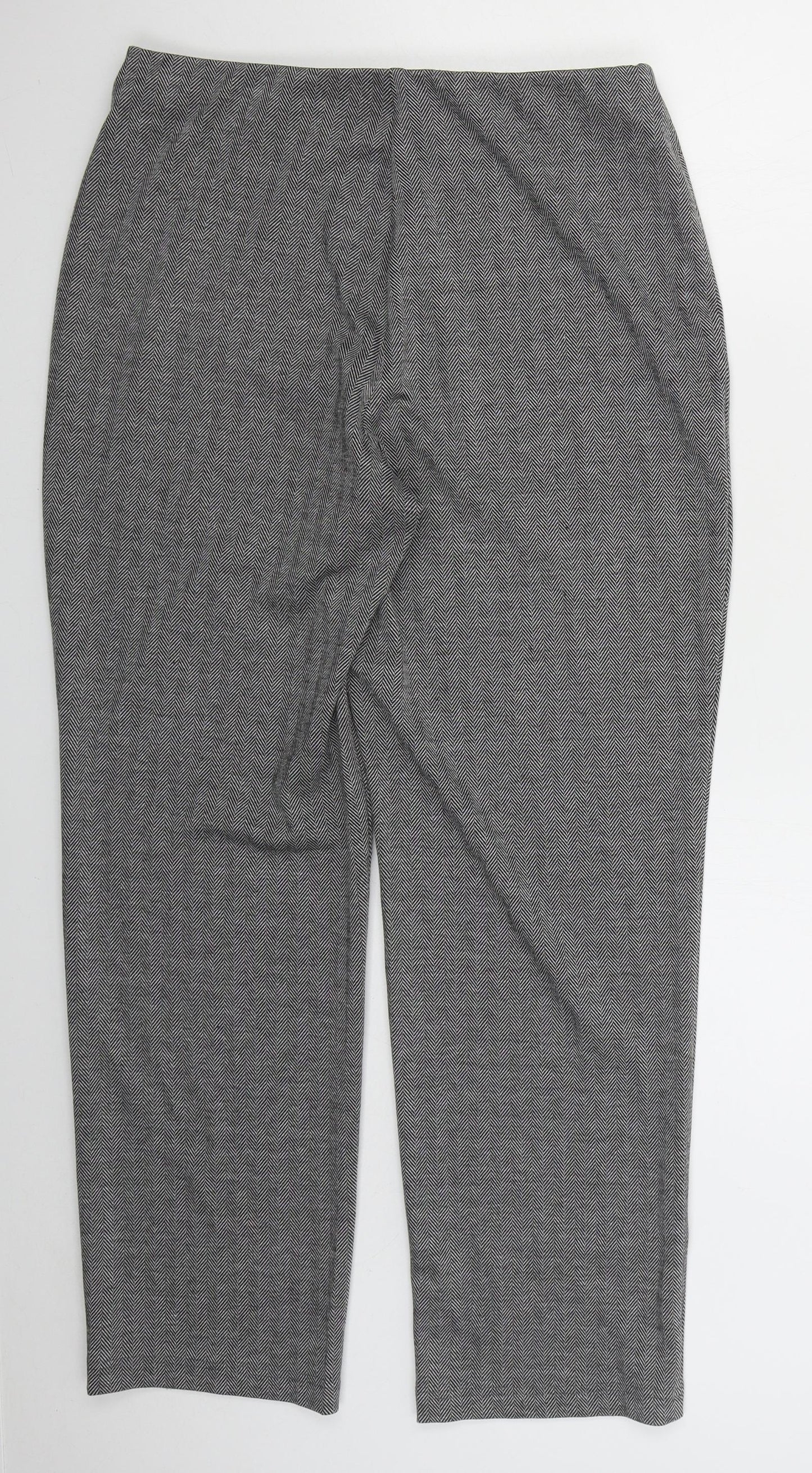 Marks and Spencer Womens Grey Herringbone Polyester Trousers  Size 14 L29 in Regular