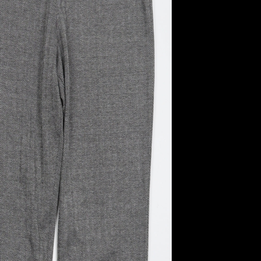 Marks and Spencer Womens Grey Herringbone Polyester Trousers  Size 14 L29 in Regular