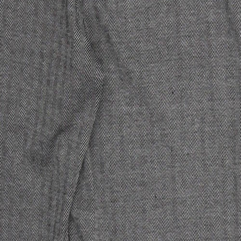 Marks and Spencer Womens Grey Herringbone Polyester Trousers  Size 14 L29 in Regular