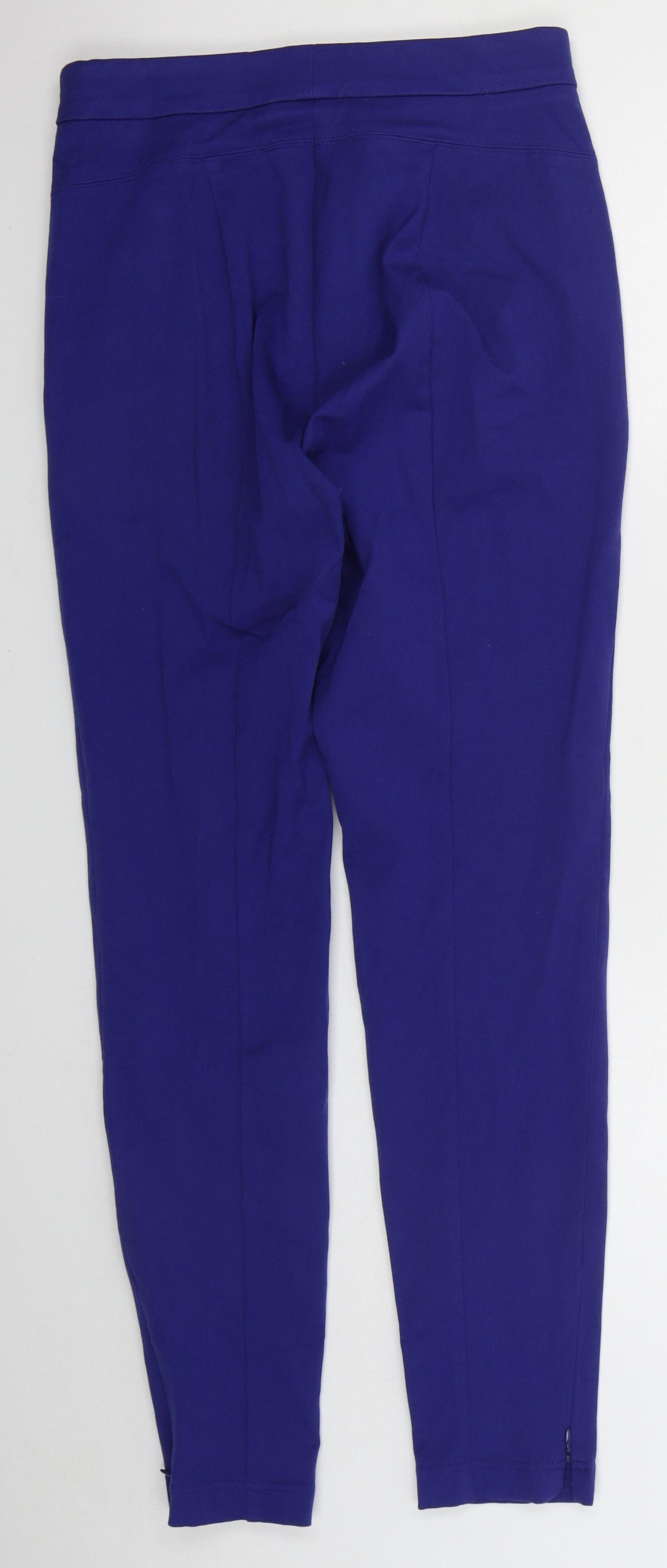 Marks and Spencer Womens Blue  Viscose Trousers  Size 10 L30 in Regular Hook & Eye