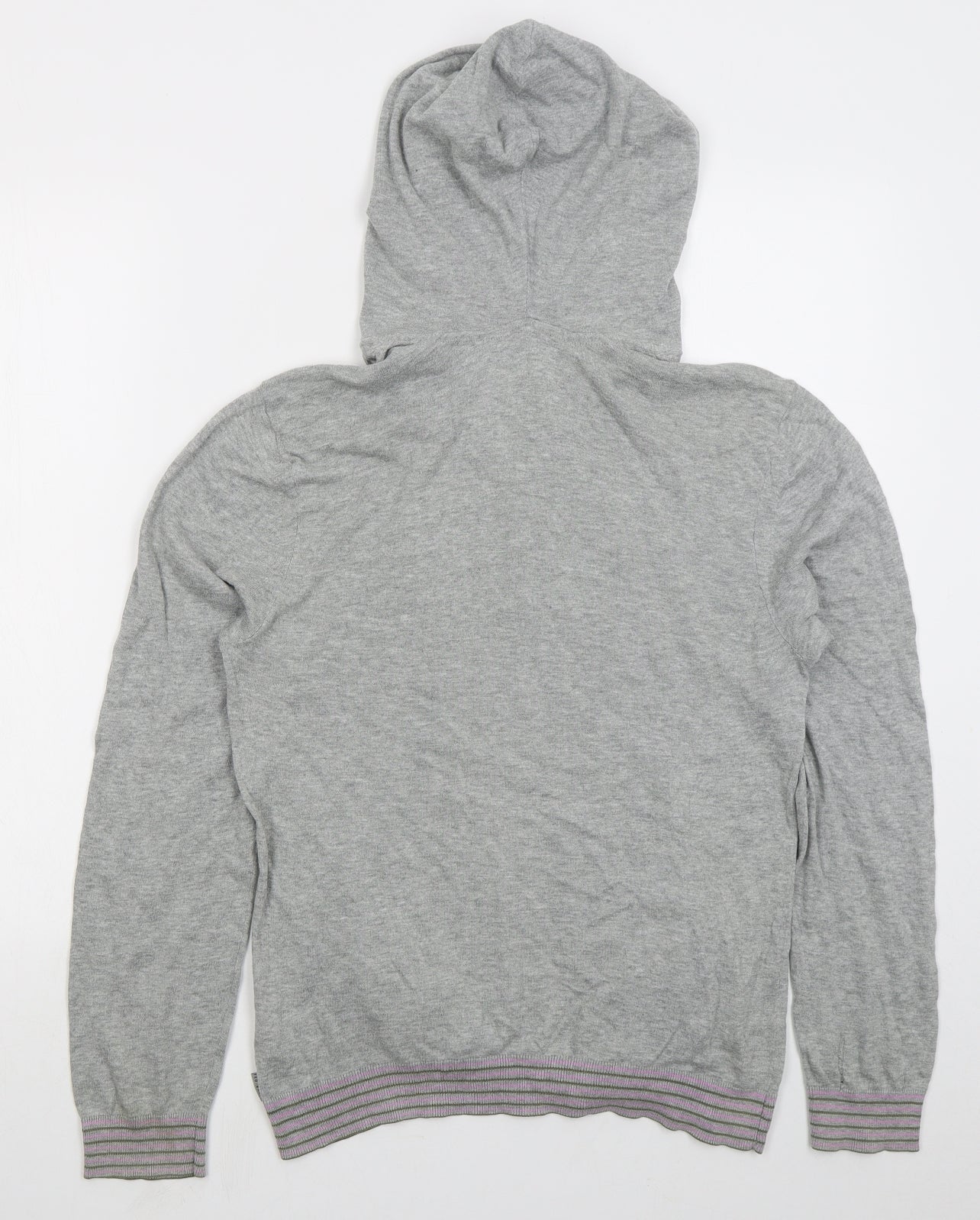Ted Baker Mens Grey Striped Cotton Pullover Hoodie Size S