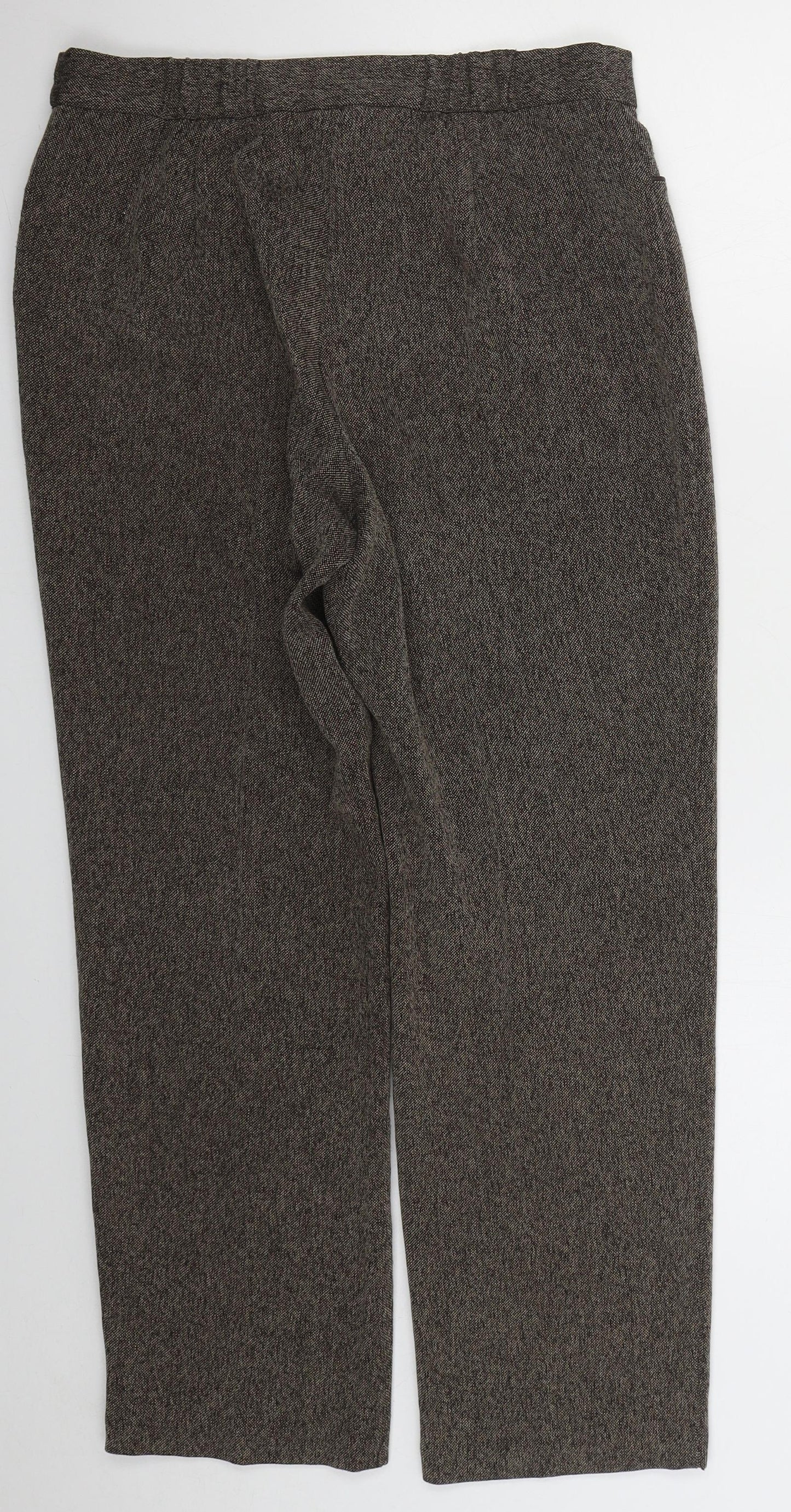 Marks and Spencer Womens Brown  Polyester Trousers  Size 12 L28 in Regular Button