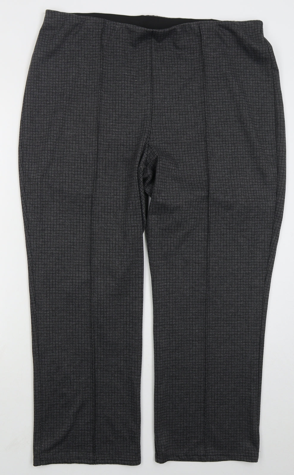 Bonmarché Womens Grey Check Polyester Trousers  Size 20 L28 in Regular