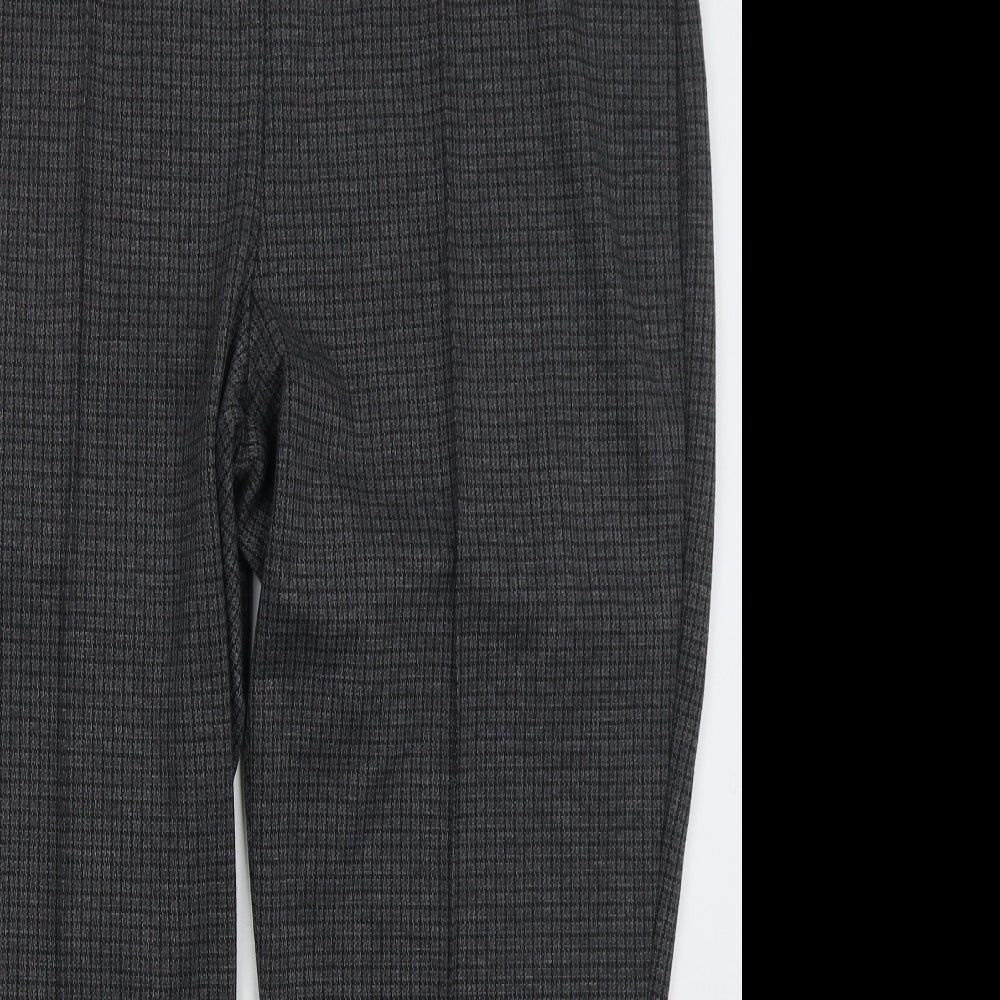 Bonmarché Womens Grey Check Polyester Trousers  Size 20 L28 in Regular
