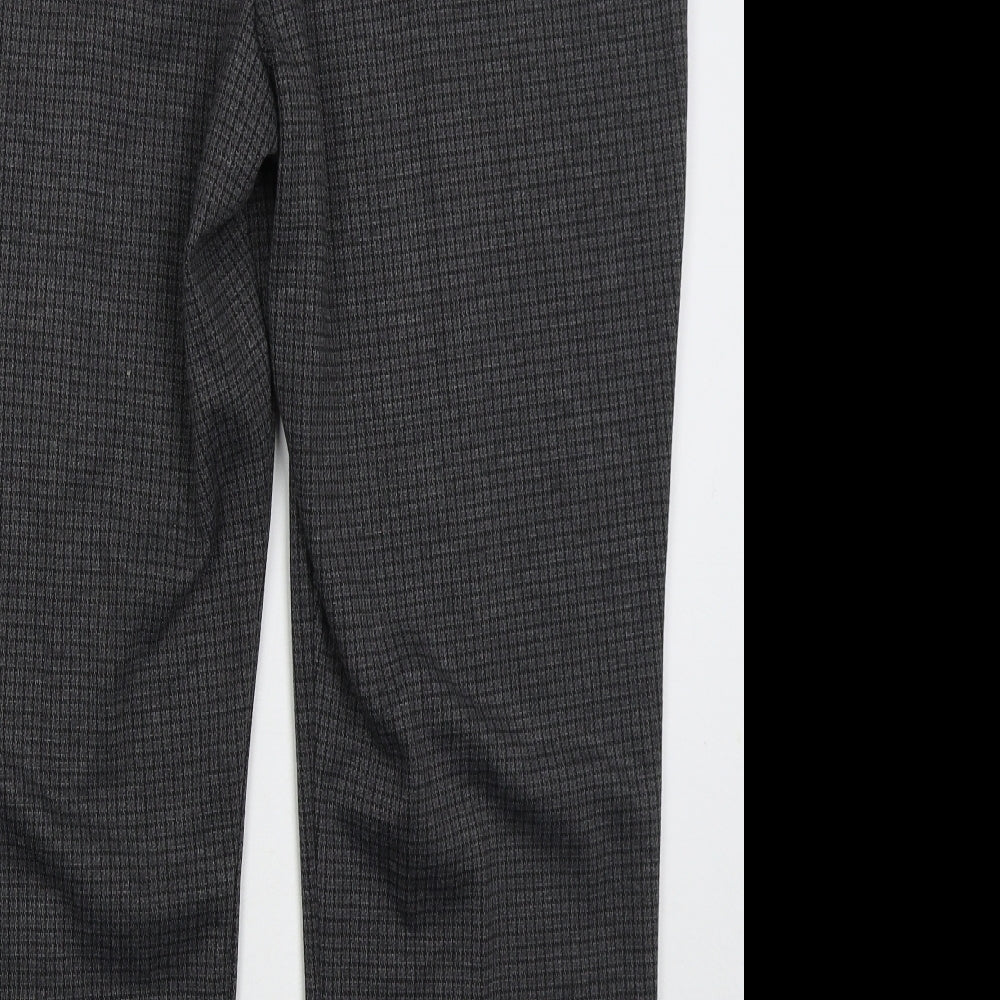 Bonmarché Womens Grey Check Polyester Trousers  Size 20 L28 in Regular