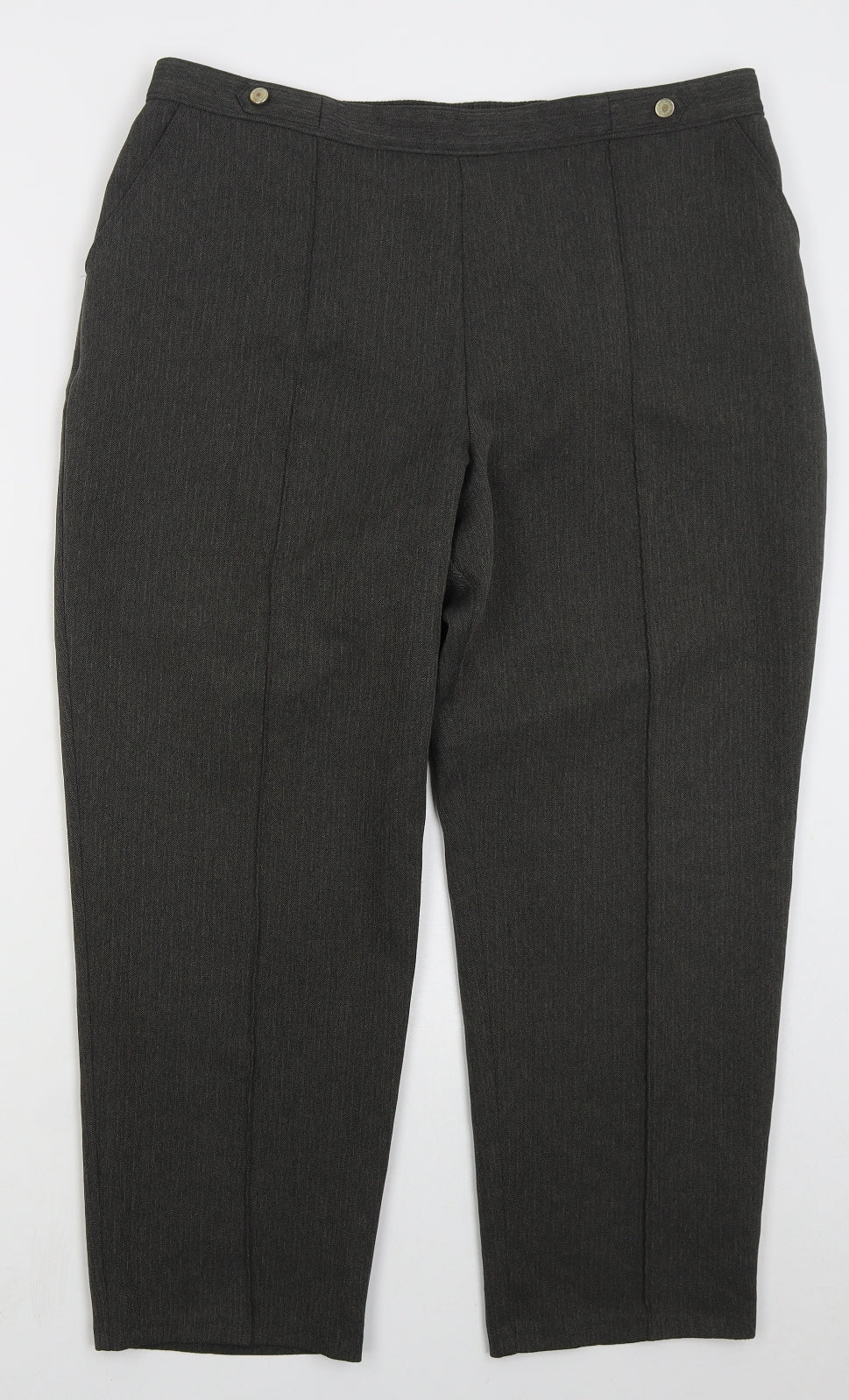Marks and Spencer Womens Grey Herringbone Polyester Trousers  Size 18 L26 in Regular