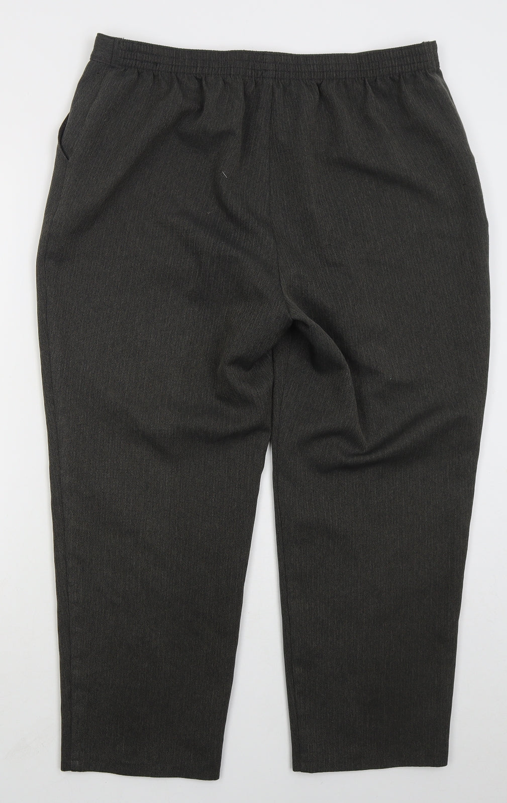 Marks and Spencer Womens Grey Herringbone Polyester Trousers  Size 18 L26 in Regular
