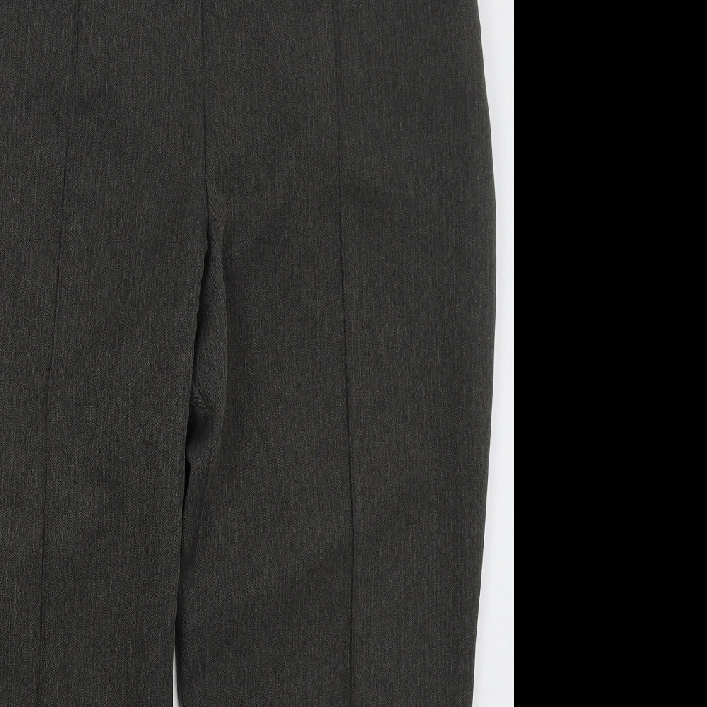 Marks and Spencer Womens Grey Herringbone Polyester Trousers  Size 18 L26 in Regular
