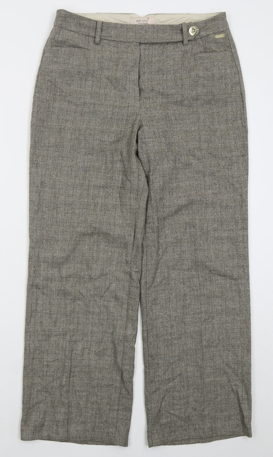 Marks and Spencer Womens  Check Polyester Trousers  Size 10 L28 in Regular Button