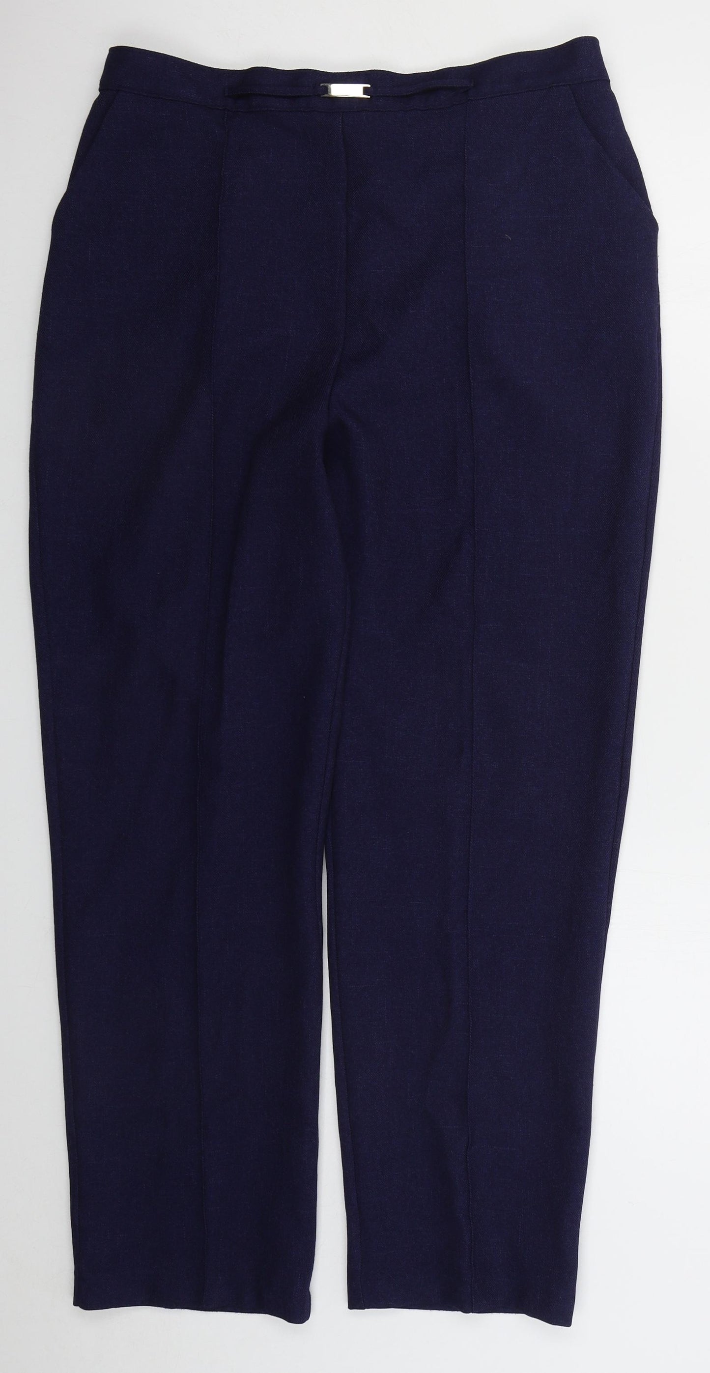 Papaya Womens Blue  Polyester Trousers  Size 14 L29 in Regular
