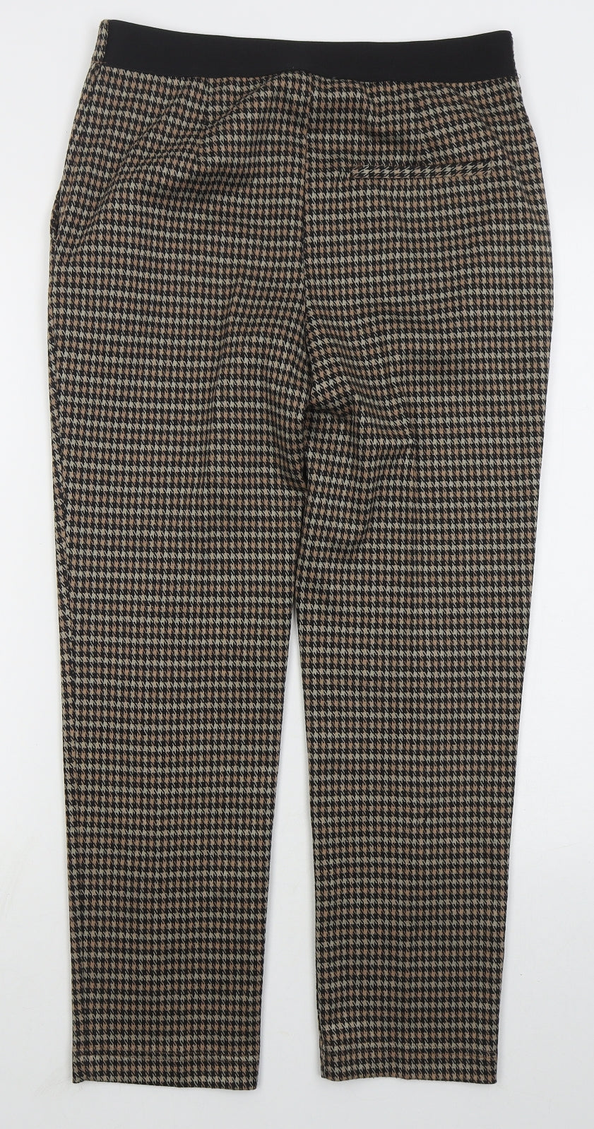 Papaya Womens Brown Houndstooth Polyester Trousers  Size 10 L26 in Regular Button