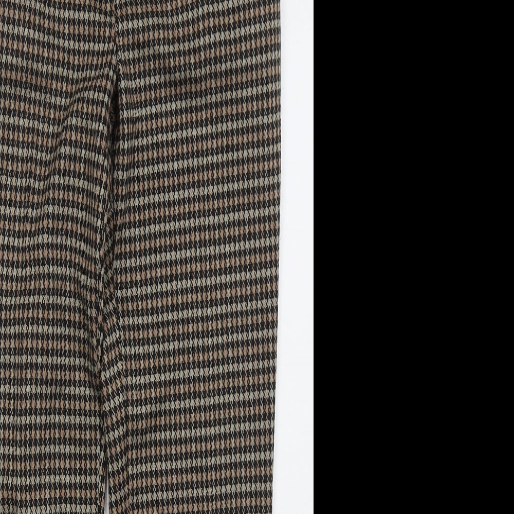 Papaya Womens Brown Houndstooth Polyester Trousers  Size 10 L26 in Regular Button