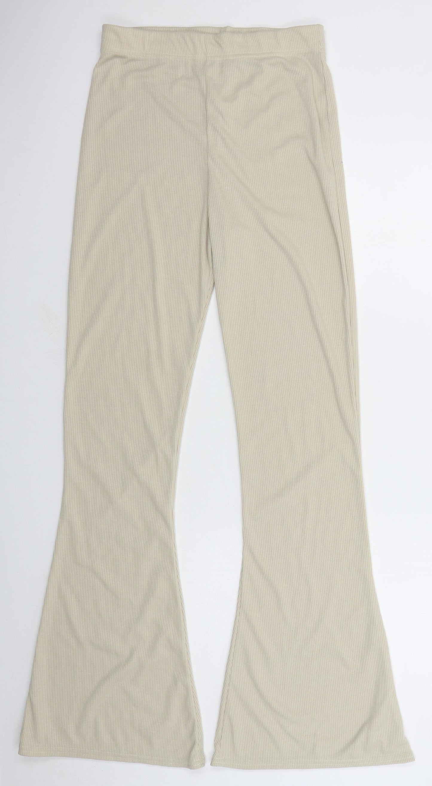 PRETTYLITTLETHING Womens Beige  Polyester Trousers  Size 12 L26 in Regular